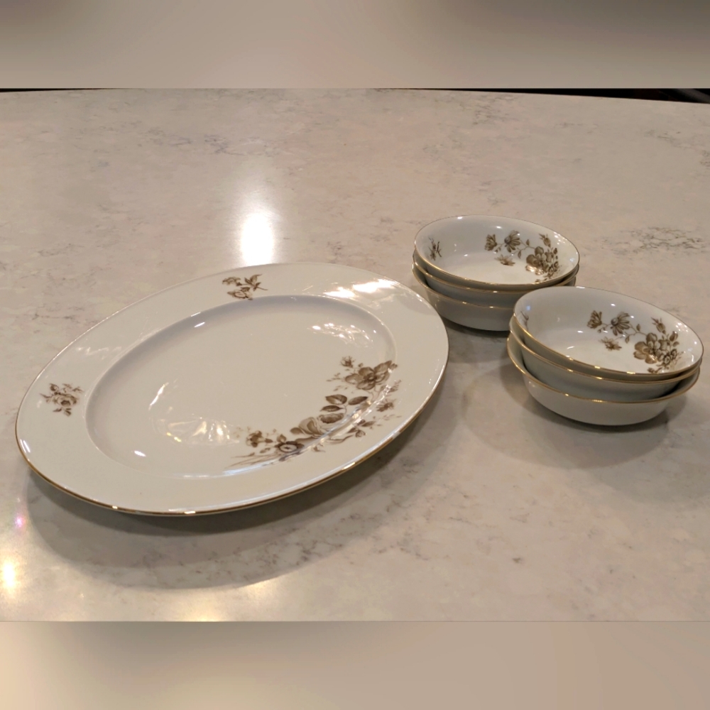 7pc. Johann Havilland Bavaria Germany Dinner Ware Set. Oval Serving Plate and 6